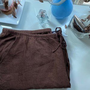 Linen-Blend Cropped Wide-Leg Pants